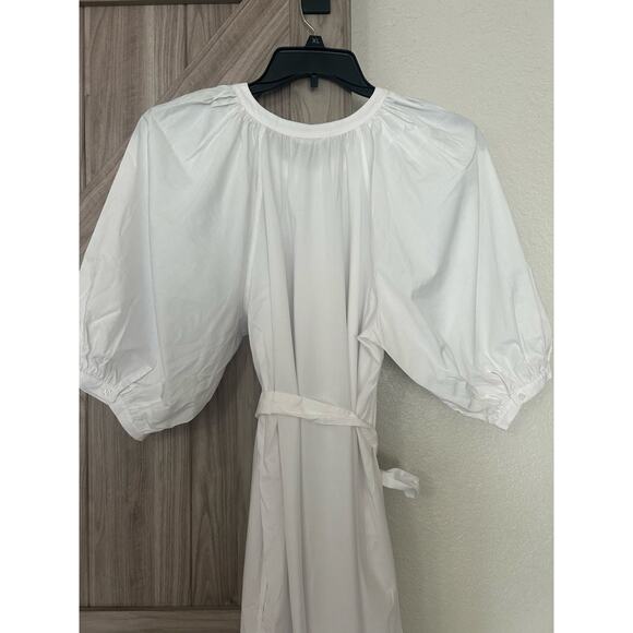 NWT Madewell large Tie waist button front midi dress in poplin - Picture 7 of 12